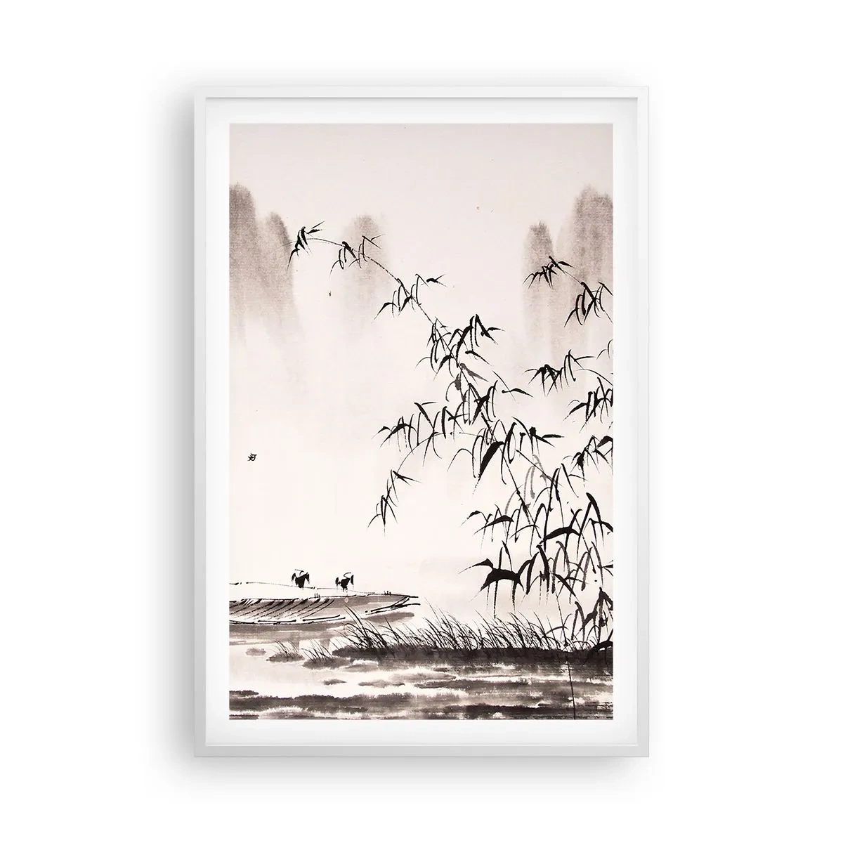 Plagát v bielom ráme - Pokoj ryžových polí - 61x91 cm