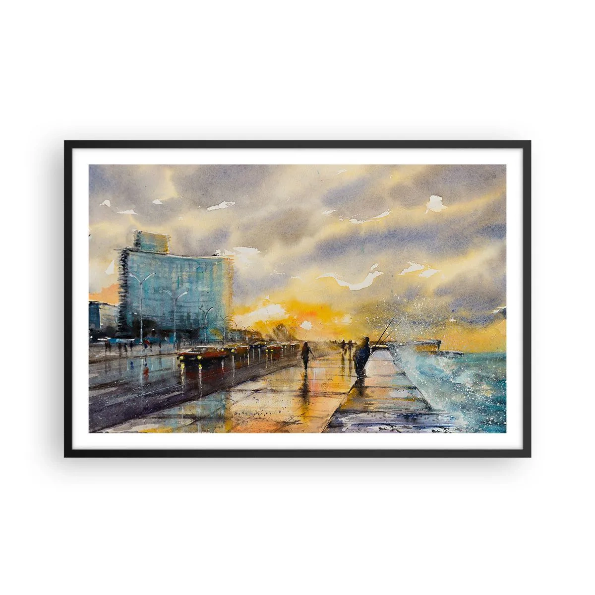 Plagát v čiernom ráme - Život na pobreží - 91x61 cm