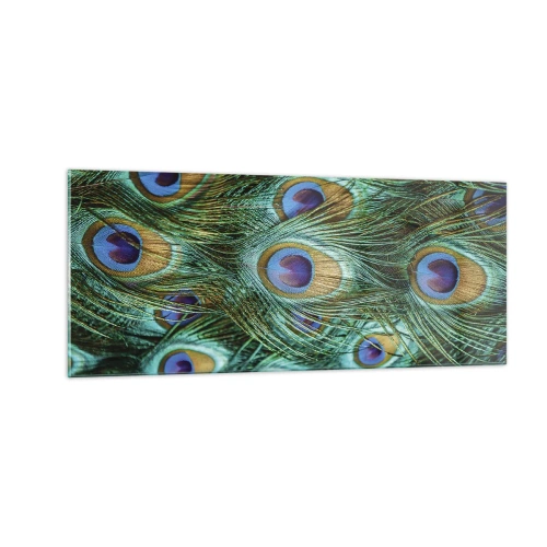Obraz na skle - Páví pohľad - 100x40 cm