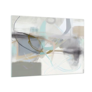 Obraz na skle - Hmlistá abstrakcia s pastelovými a grafitovými akcentmi. - 70x50cm - Hmlistá abstrakcia - Moderná nástenná dekorácia do obývacej izby a spálne ARTTOR