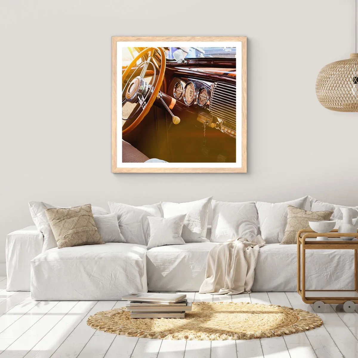 Plagát v ráme zo svetlého duba - Závan luxusu z minulosti - 50x50 cm