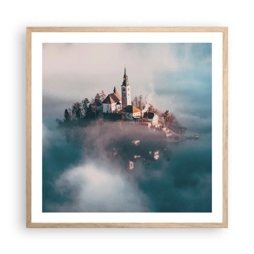 Plagát v ráme zo svetlého duba - Ostrov snov - 60x60 cm