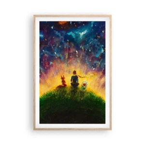 Plagát v ráme zo svetlého duba - Láska a priateľstvo - celý svet - 61x91 cm