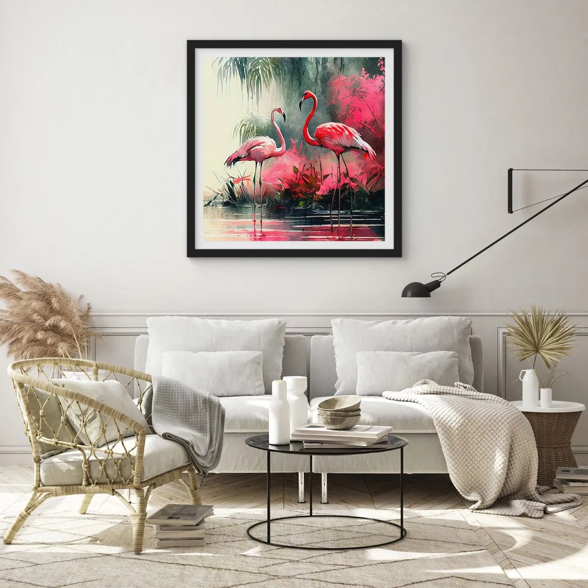 Plagát v čiernom ráme - Hodiny prírodného kúzla - 60x60 cm