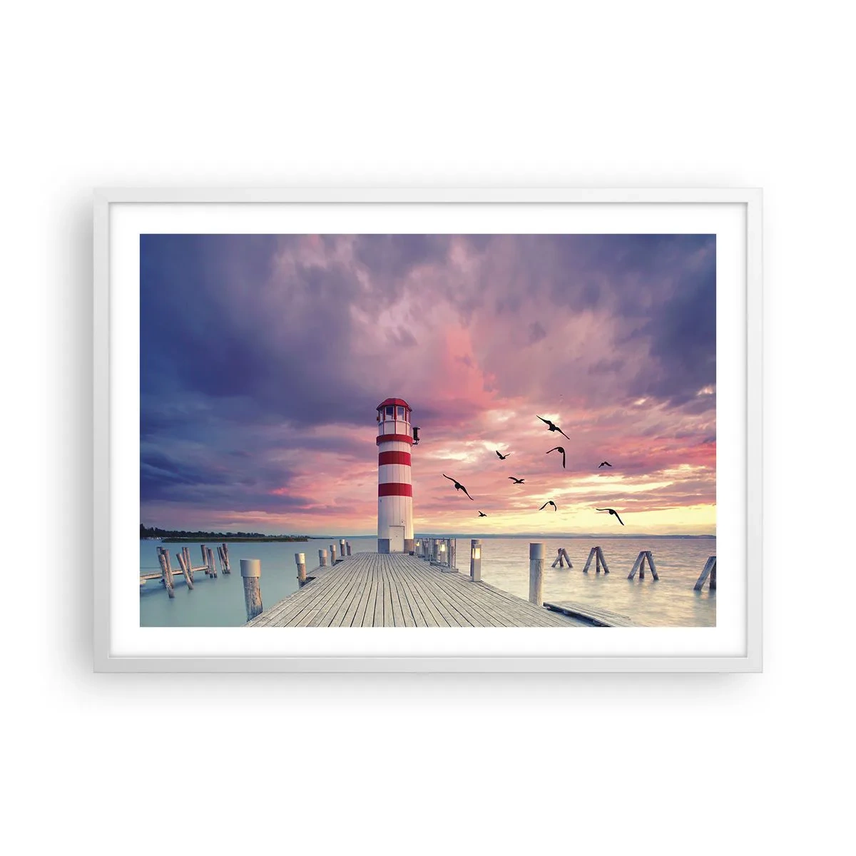 Plagát v bielom ráme - Čas ísť do prístavu - 70x50 cm