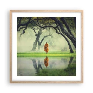 Plagát v ráme zo svetlého duba - Na ceste k osvieteniu - 50x50 cm