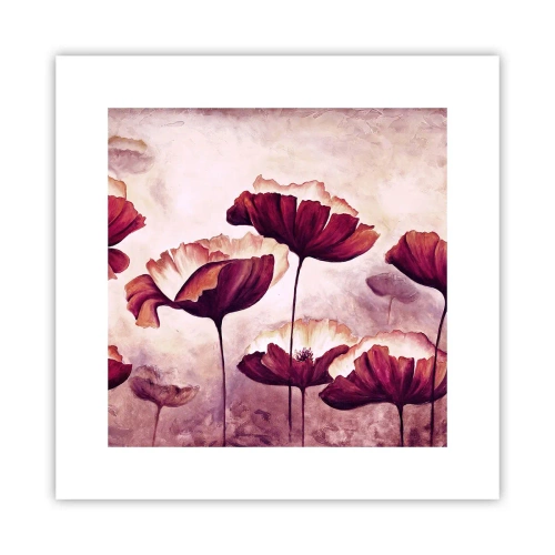 Plagát - Červený a biely plátok - 30x30 cm