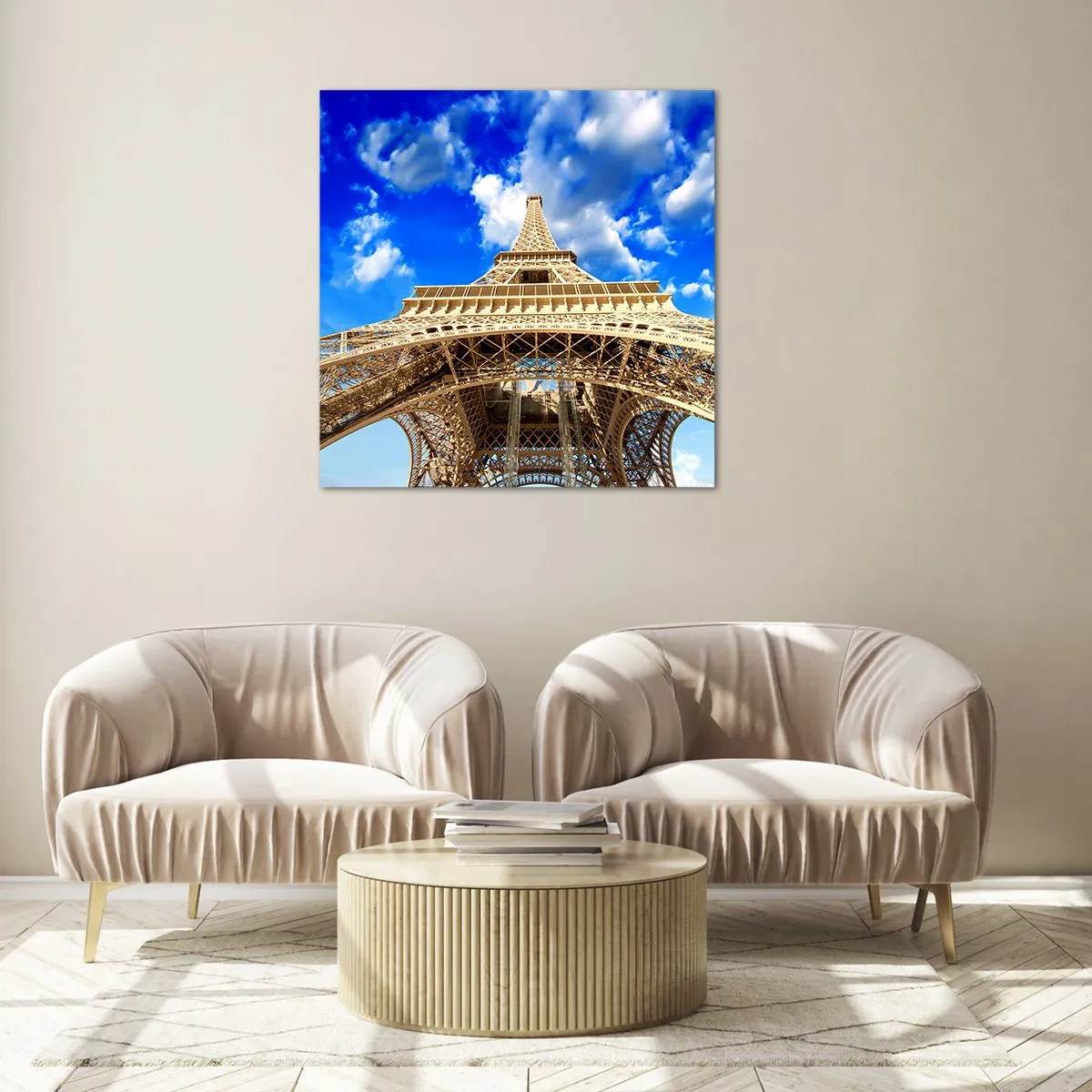 Obraz na skle - Dosiahnuť na oblohu a mraky - 50x50 cm