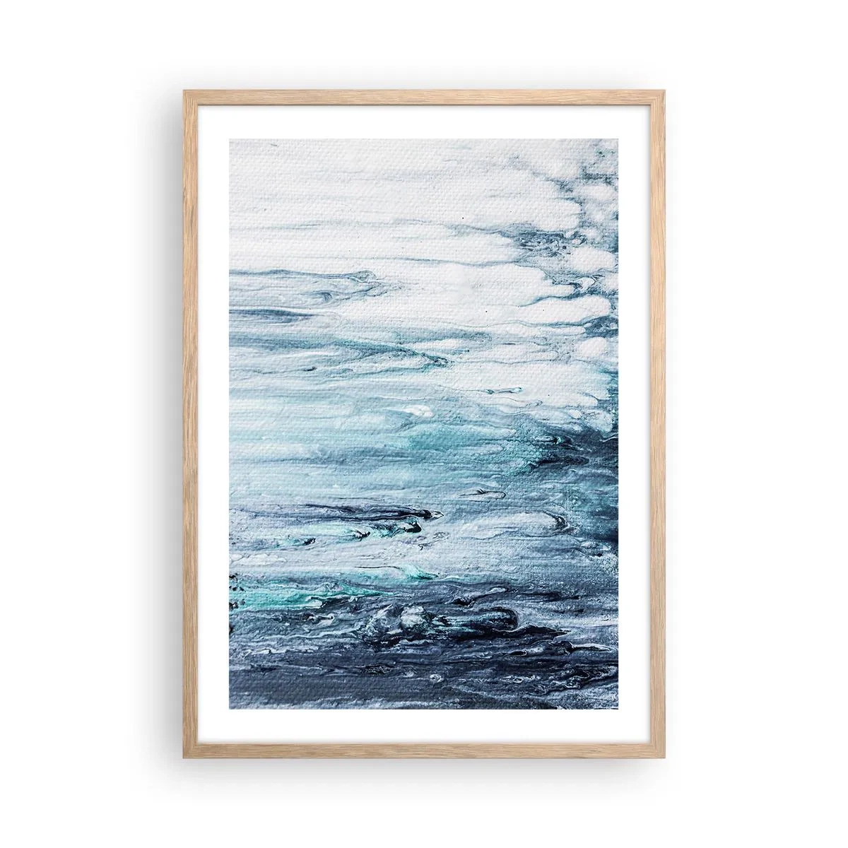 Plagát v ráme zo svetlého duba - Modré cencúle - 50x70 cm