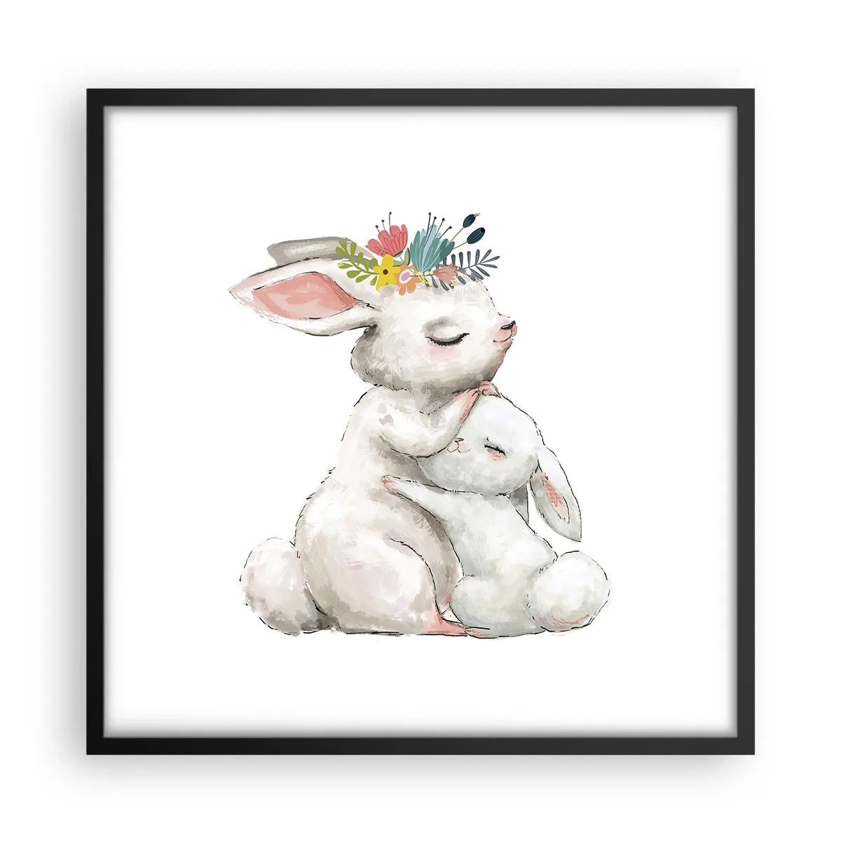 Plagát v čiernom ráme - Najlepšie je u mamy - 50x50 cm