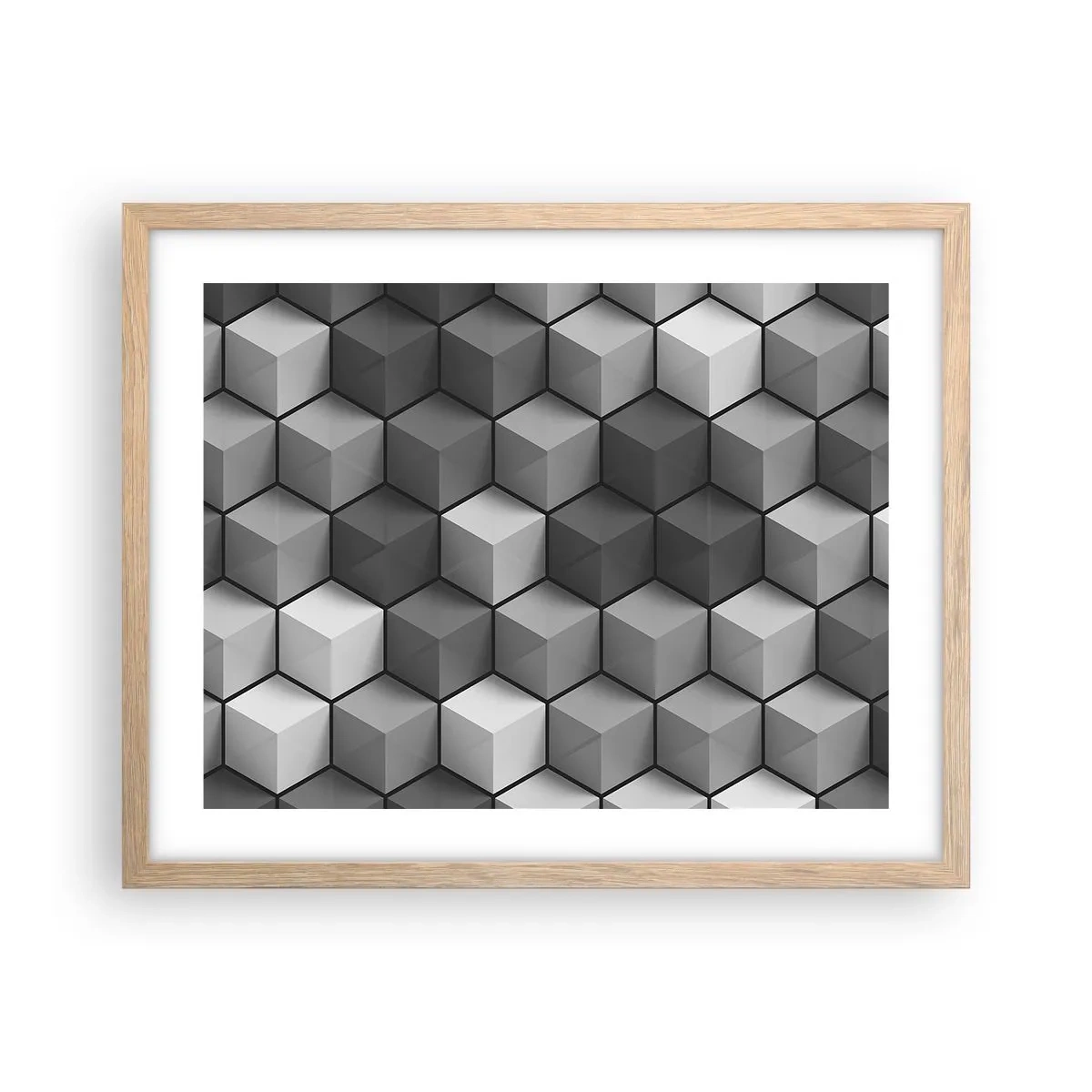 Plagát v ráme zo svetlého duba - Kubistické puzzle - 50x40 cm