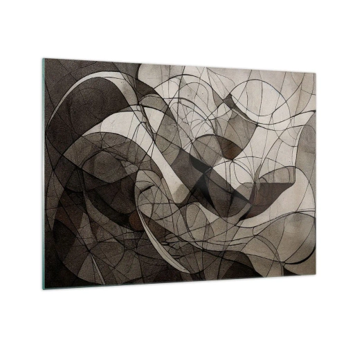 Obraz na skle - Abstraktná kompozícia organických línií v zemitých tónoch. - 70x50cm - Obeh farieb Zeme - Moderná nástenná dekorácia do obývacej izby a spálne ARTTOR