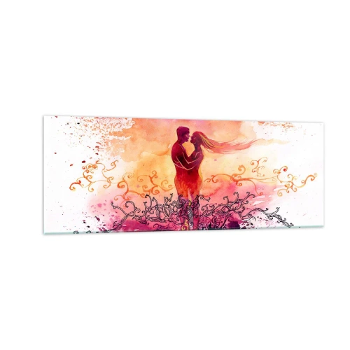 Obraz na skle - Jedno srdce! Potrebujem tak málo… - 140x50 cm
