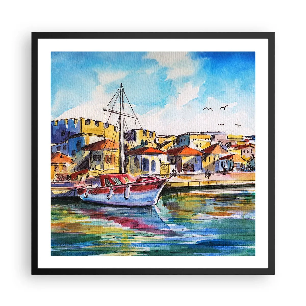 Plagát v čiernom ráme - Dúhové popoludnie - 60x60 cm