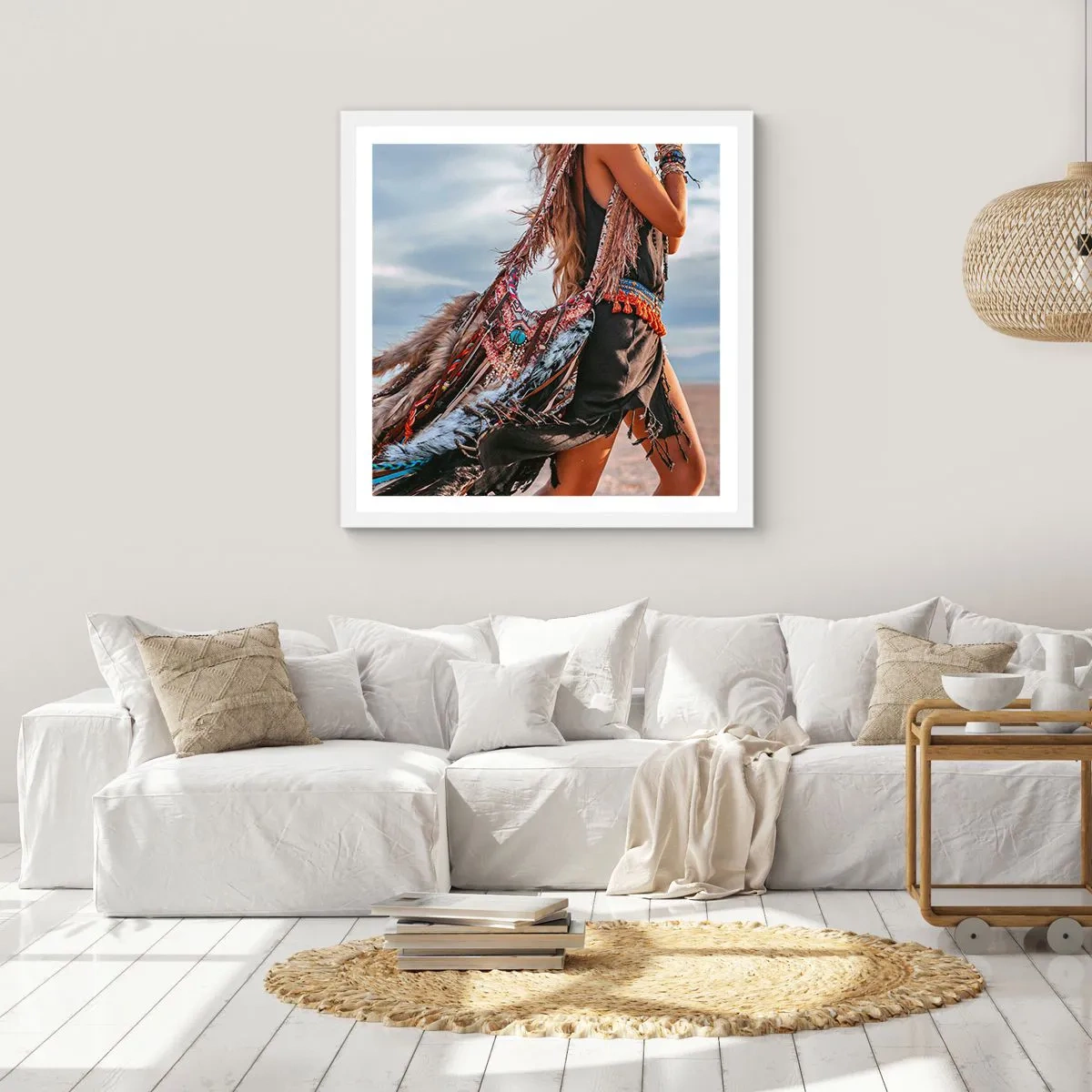 Plagát v bielom ráme - Šamanovo dievča - 60x60 cm
