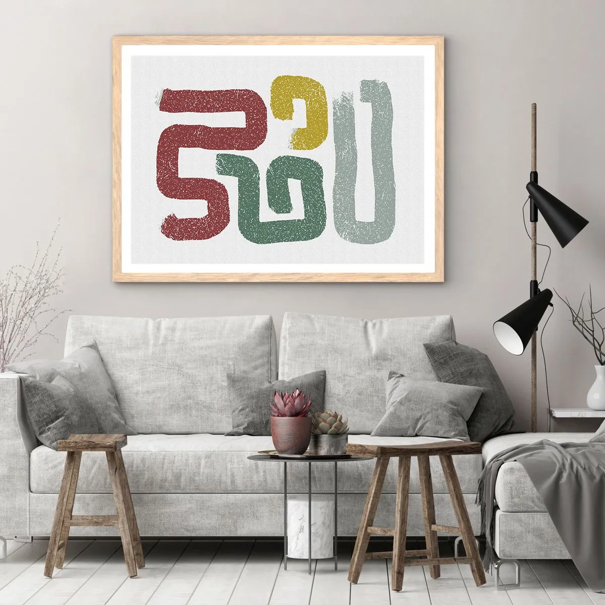 Plagát v ráme zo svetlého duba - V neznámom jazyku - 50x40 cm