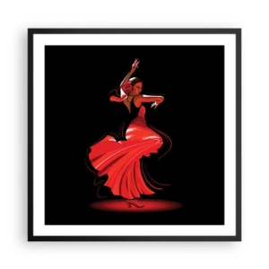 Plagát v čiernom ráme - Horúca duša flamenco - 60x60 cm