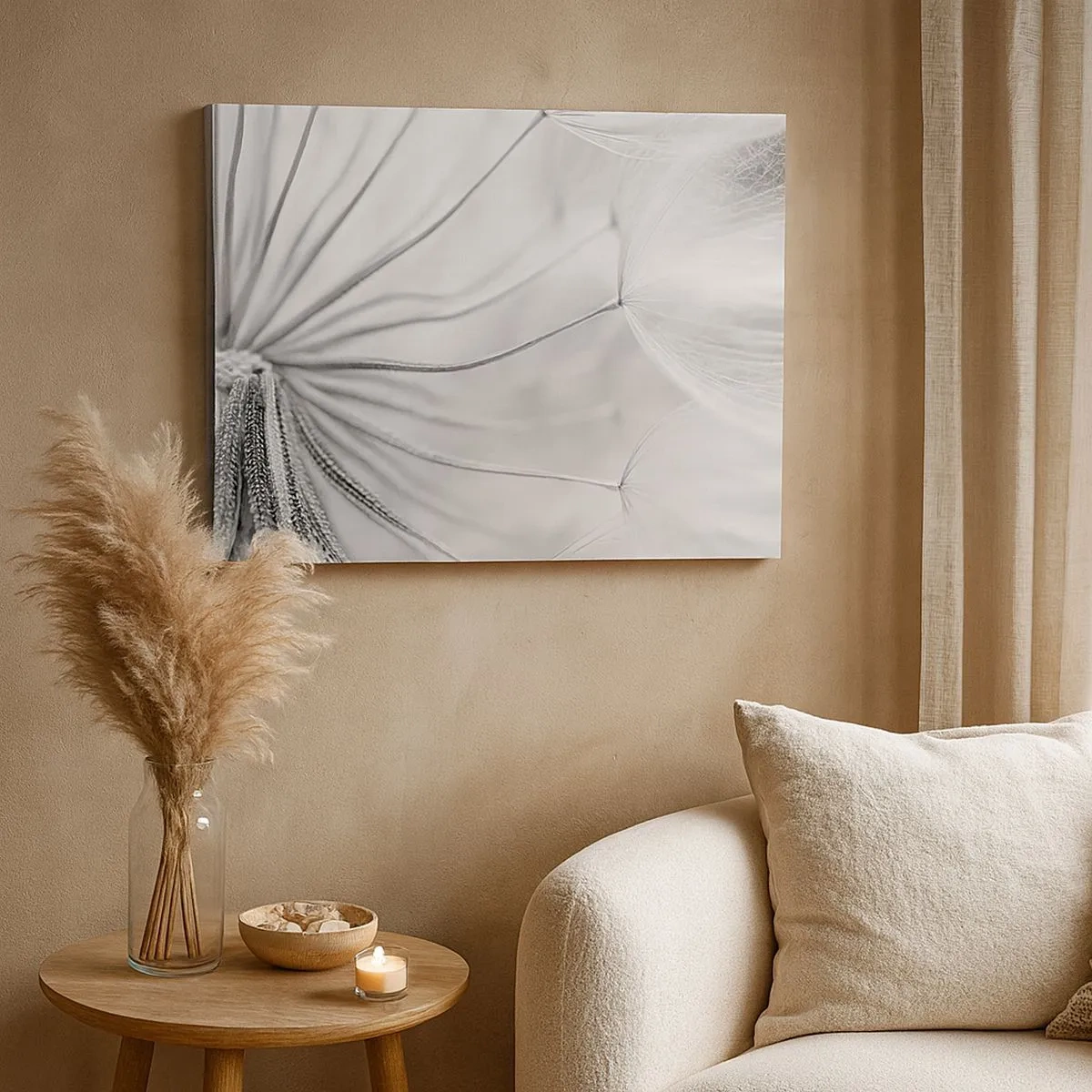 Obraz na plátne - Jemné púpavy v čiernobielych tónoch - 70x50cm - Púpavy - Moderná nástenná dekorácia do obývacej izby a spálne ARTTOR