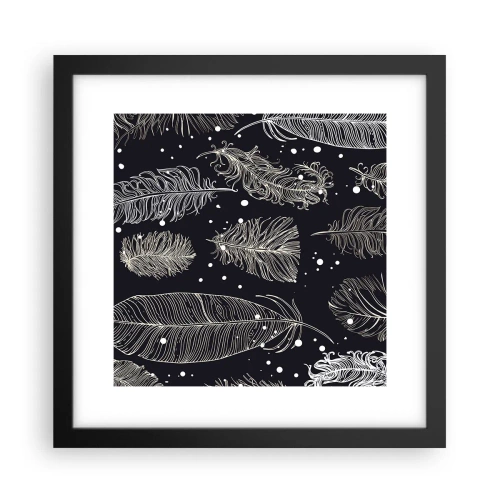 Plagát v čiernom ráme - Čipka s perím - 30x30 cm