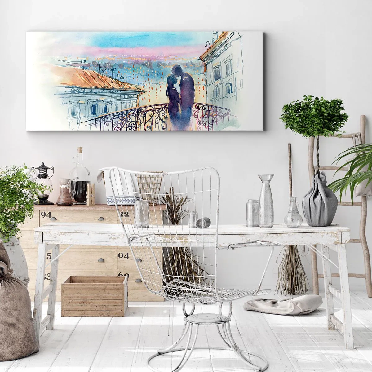 Obraz na plátne - Parížski milenci - 100x40 cm