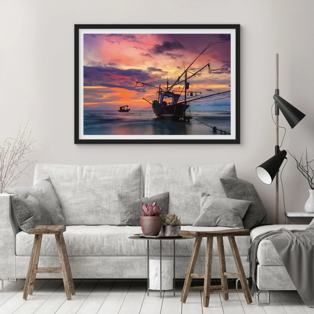 Plagát v čiernom ráme - Exotický večer - 100x70 cm