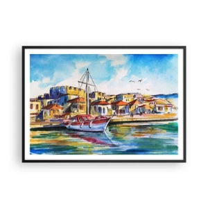 Plagát v čiernom ráme - Dúhové popoludnie - 100x70 cm