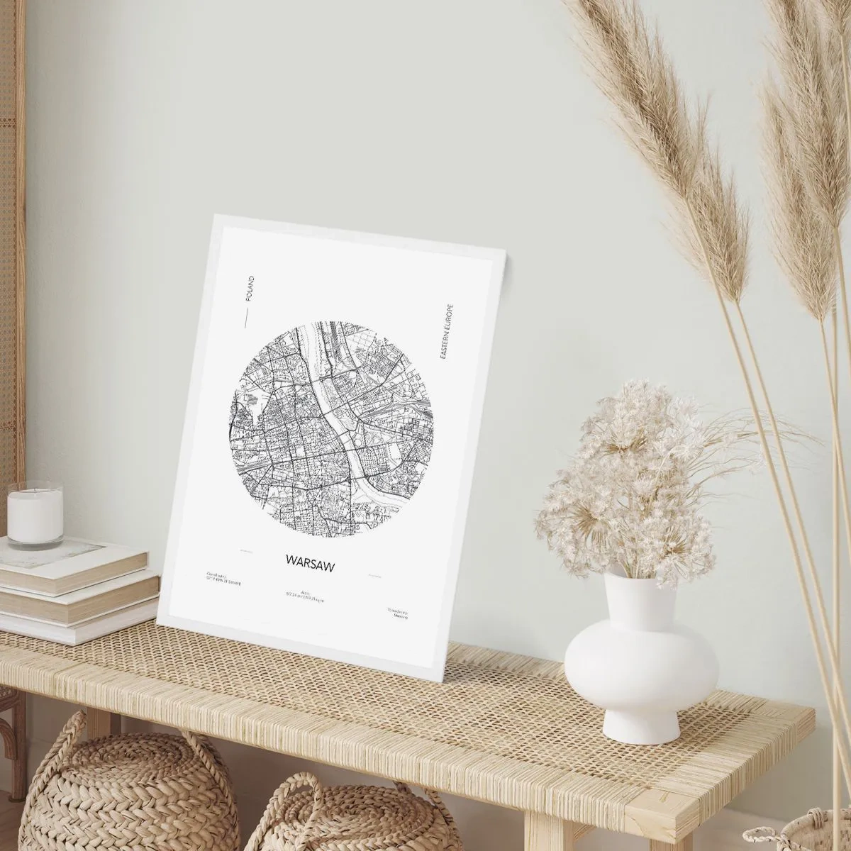 Plagát v bielom ráme - Anatómia Varšavy - 61x91 cm