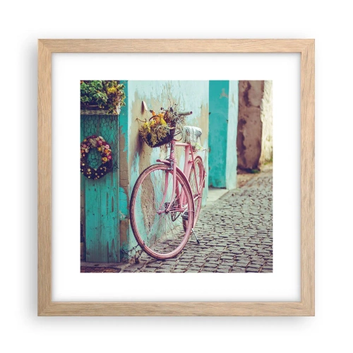 Plagát v ráme zo svetlého duba - Hneď sa vrátim - 30x30 cm