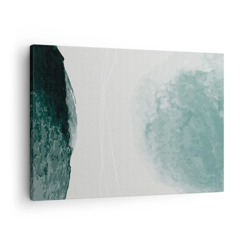 Obraz na plátne - Jemná abstraktná kompozícia v odtieňoch zelenej s jemnými formami na svetlom pozadí. - 70x50cm - Stretnutie s hmlou - Moderná nástenná dekorácia do obývacej izby a spálne ARTTOR
