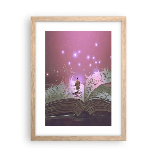 Plagát v ráme zo svetlého duba - Pozvánka do iného sveta - prečítaj! - 30x40 cm