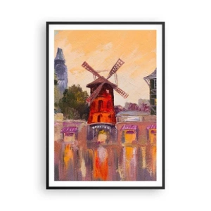 Plagát v čiernom ráme - Parížske ikony – Moulin Rouge - 70x100 cm