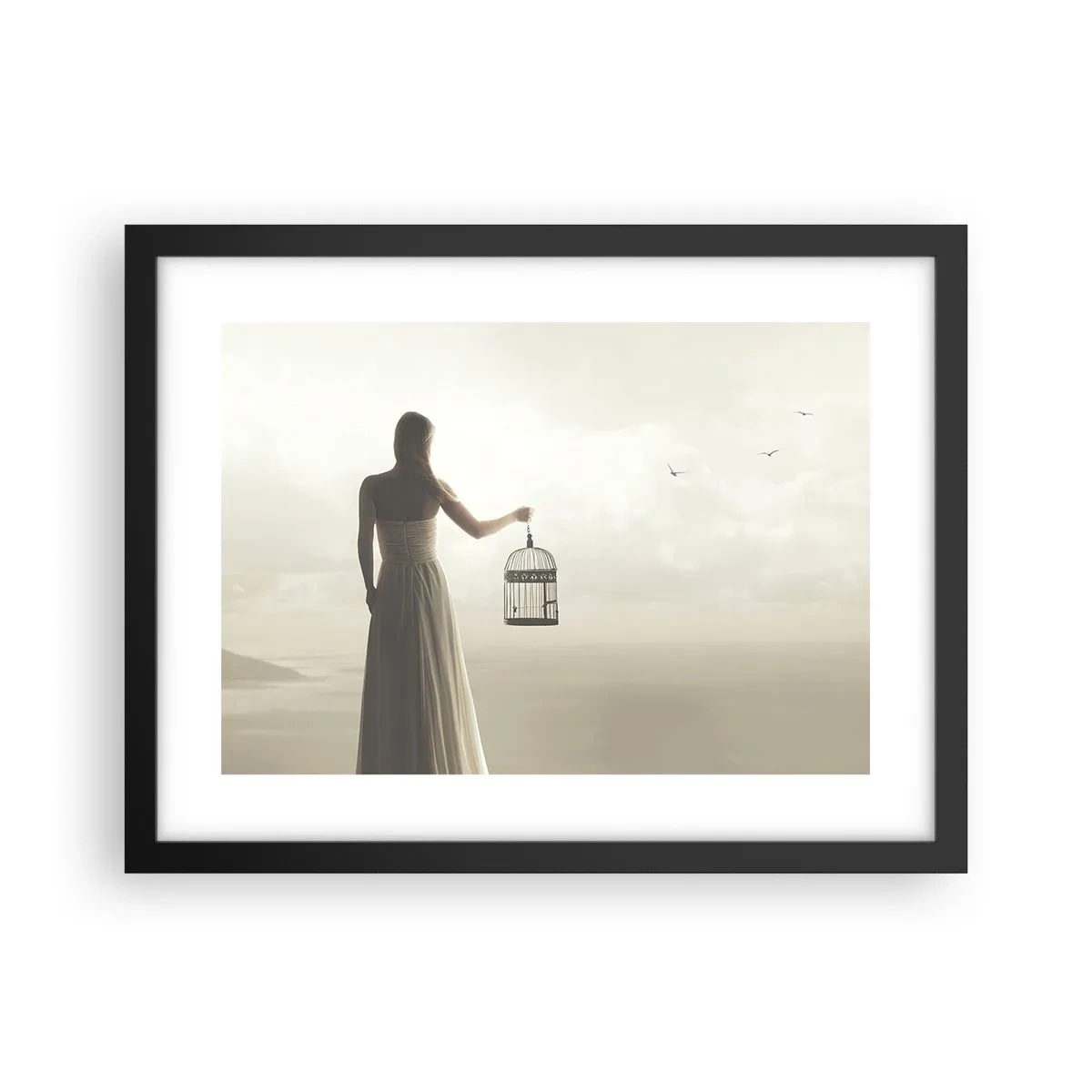 Plagát v čiernom ráme - Buď slobodná - 40x30 cm