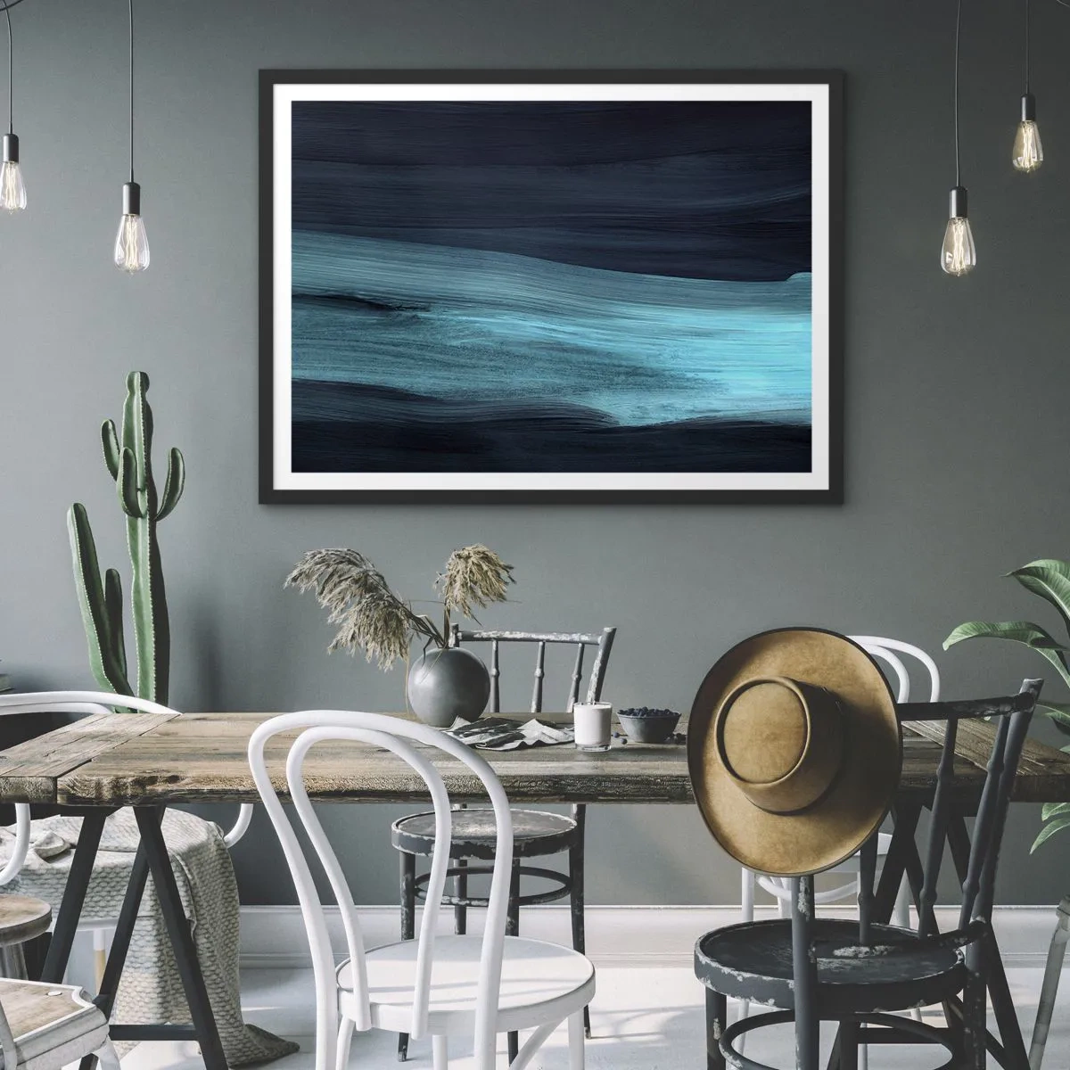 Plagát v čiernom ráme - Plávaj s prúdom - 70x50 cm