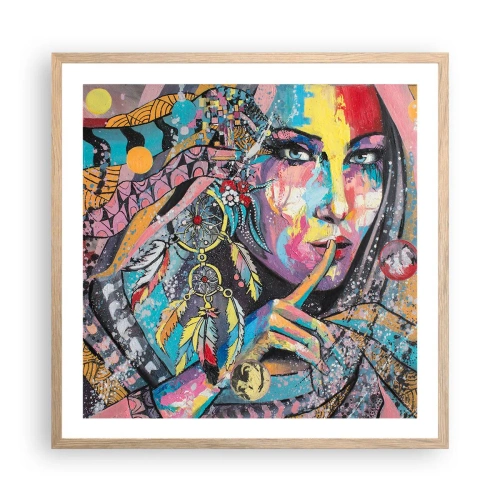 Plagát v ráme zo svetlého duba - Mlč, než pochopíš - 60x60 cm
