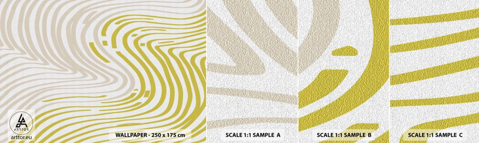 Vzorka samolepiacej fototapety Deluxe Sticker - Kompozícia s miernym ohybom - Minimalizmus, Kus, Svetlý - 100x30 cm