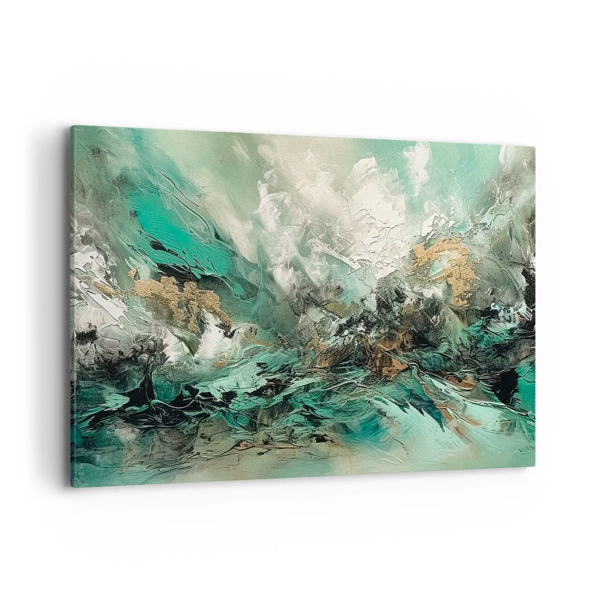 Obraz na plátne - Smaragdovočierne vlnobitie - 100x70 cm