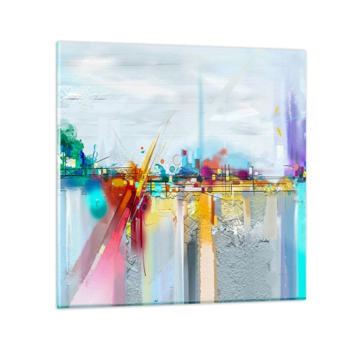 Obraz na skle - Most radosti nad riekou života - 30x30 cm