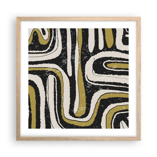 Plagát v ráme zo svetlého duba - Kompozícia: trakty a uličky - 50x50 cm