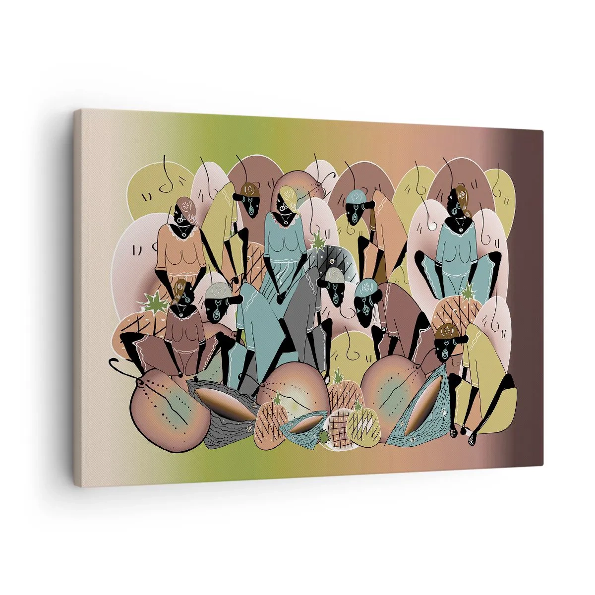Obraz na plátne - Farebná abstraktná kompozícia inšpirovaná africkou kultúrou - 70x50cm - Blíži sa veľký sviatok - Moderná nástenná dekorácia do obývacej izby a spálne ARTTOR