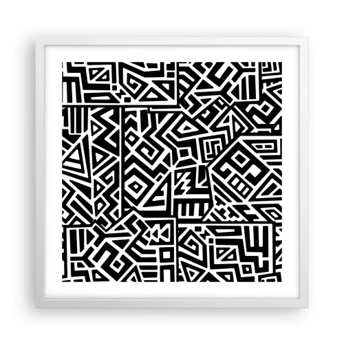 Plagát v bielom ráme - Predkolumbovská kompozícia - 50x50 cm