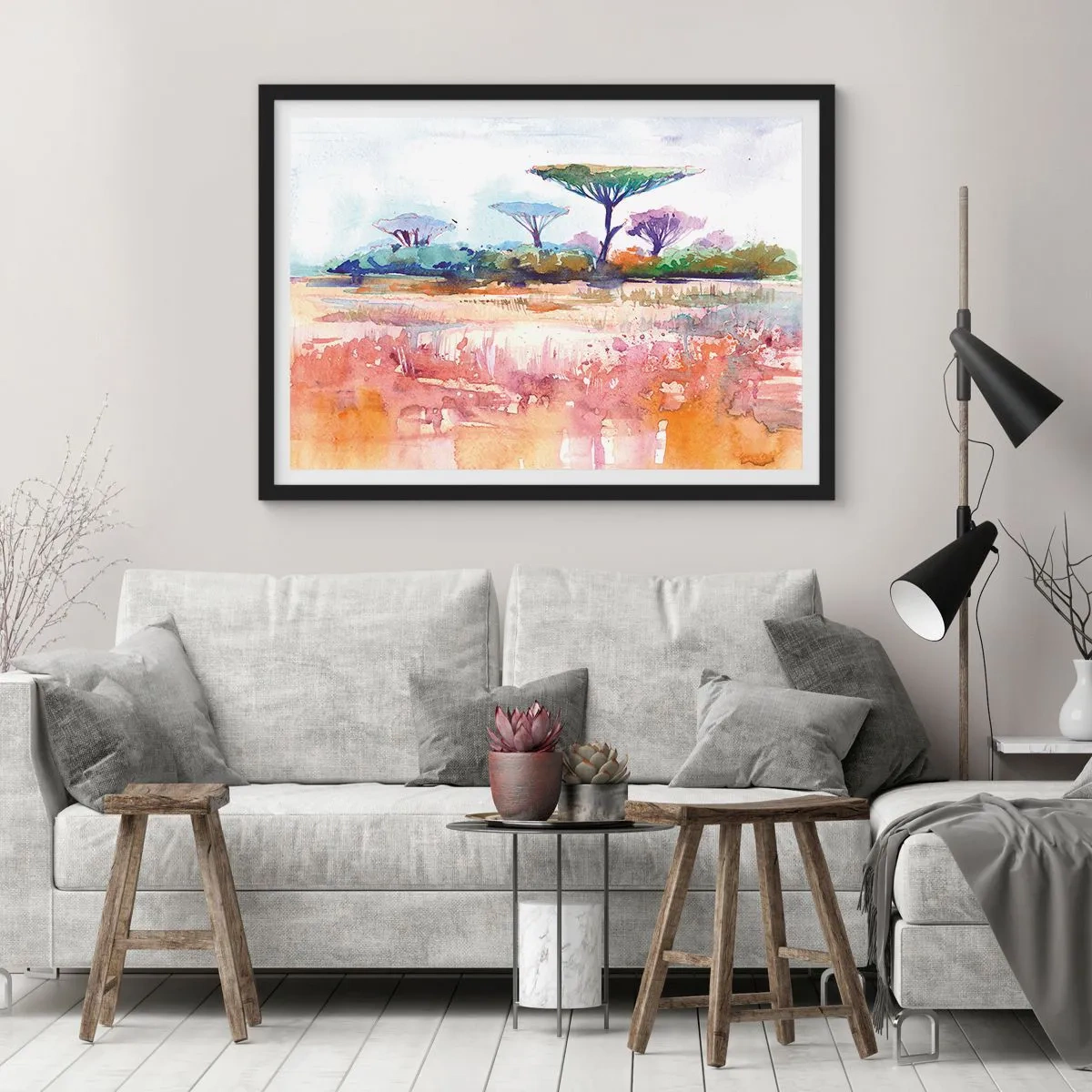 Plagát v čiernom ráme - Farby savany - 91x61 cm