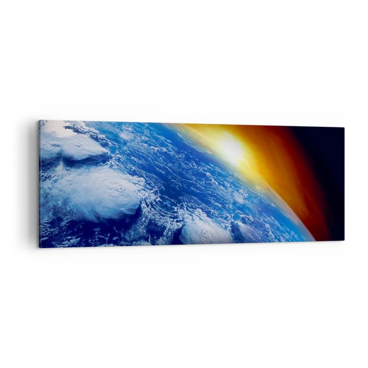 Obraz na plátne - Východ slnka nad modrou planétou - 140x50 cm