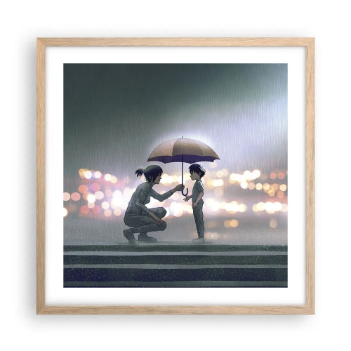 Plagát v ráme zo svetlého duba - A všetko je v poriadku - 50x50 cm