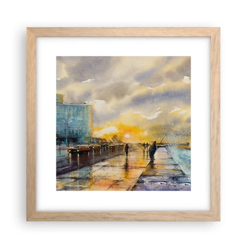 Plagát v ráme zo svetlého duba - Život na pobreží - 30x30 cm