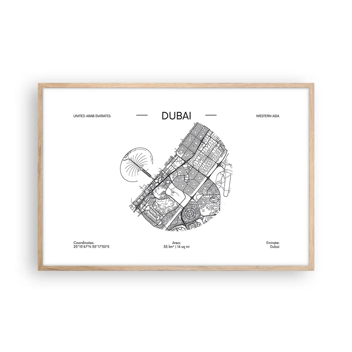 Plagát v ráme zo svetlého duba - Anatómia Dubaja - 91x61 cm