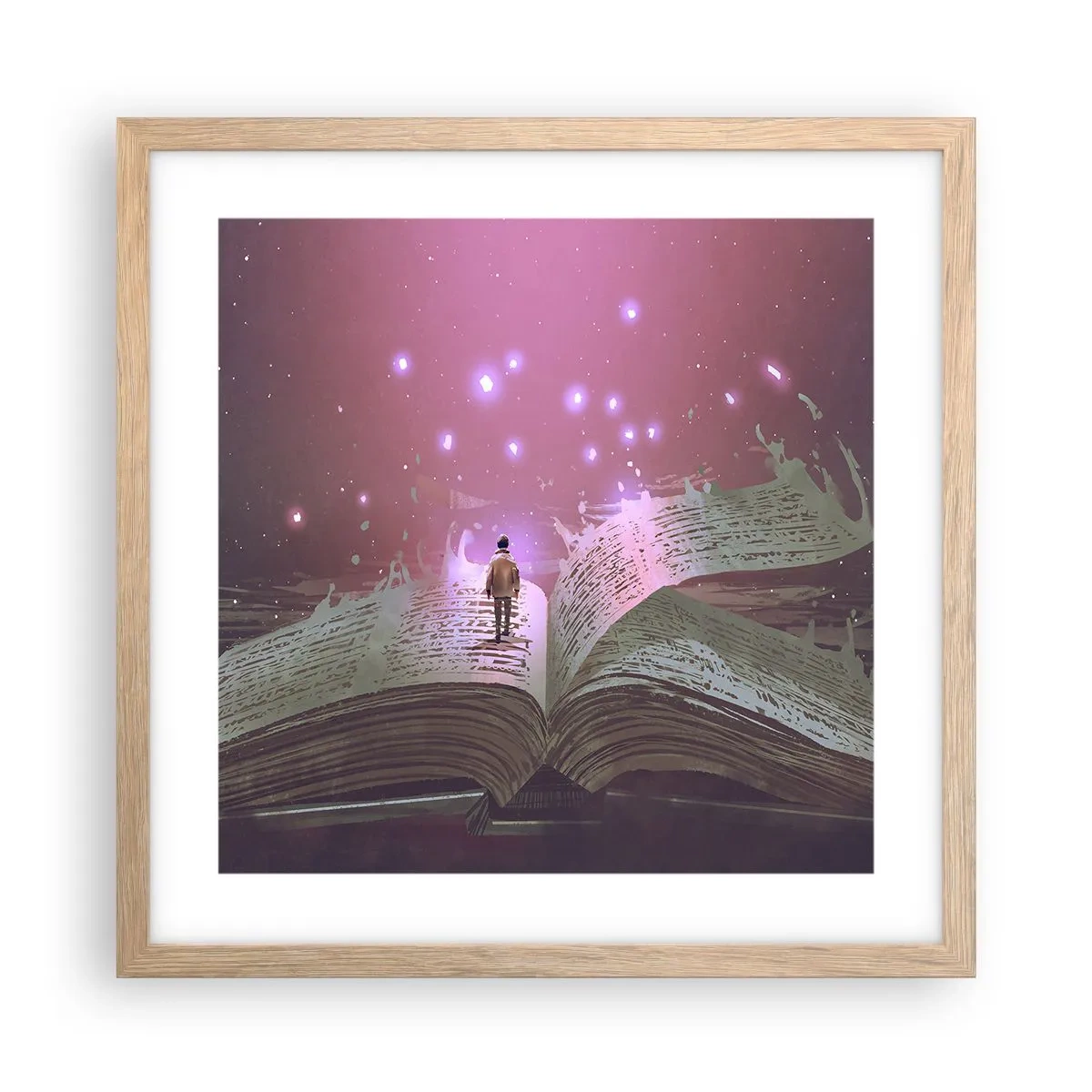 Plagát v ráme zo svetlého duba - Pozvánka do iného sveta - prečítaj! - 40x40 cm