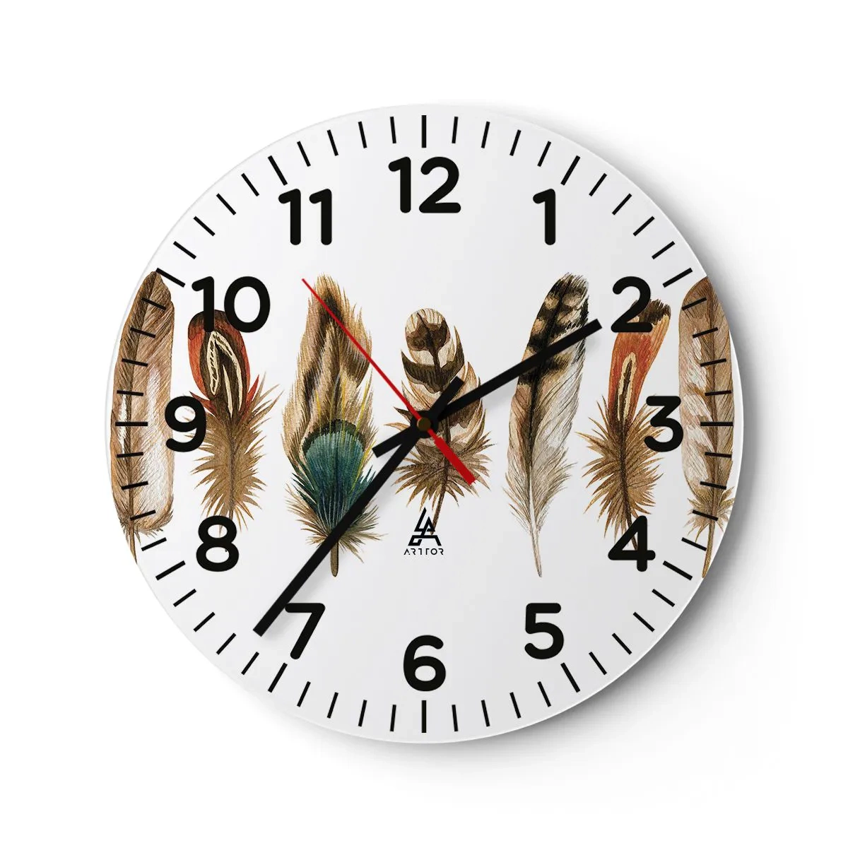 Nástenné hodiny - Operená variácia - 30x30 cm