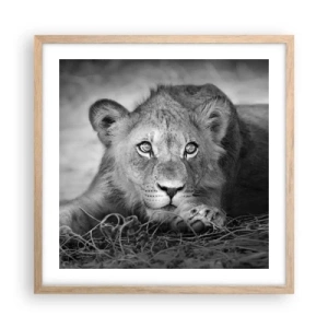 Plagát v ráme zo svetlého duba - Kráľovské šteňa - 50x50 cm