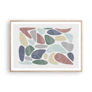 Plagát v ráme zo svetlého duba - Mozaika práškových farieb - 100x70 cm