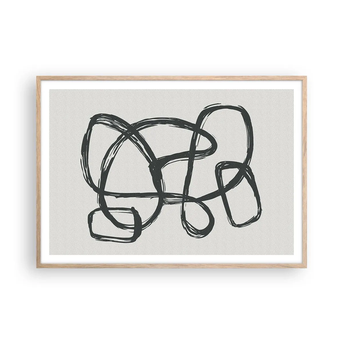 Plagát v ráme zo svetlého duba - Abstrakcie v slučke - 100x70 cm